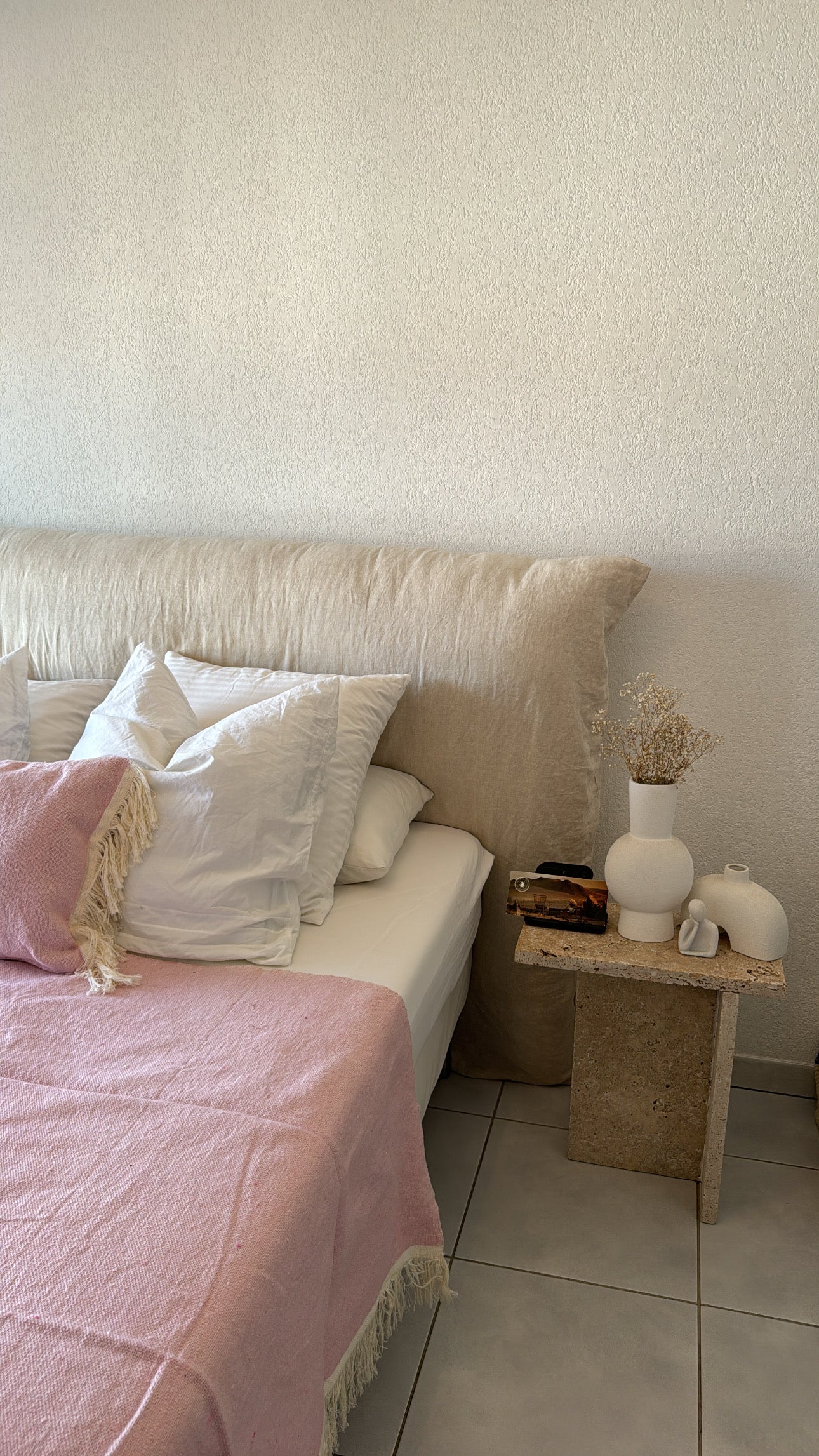 Plaid à frange Coton - Rose