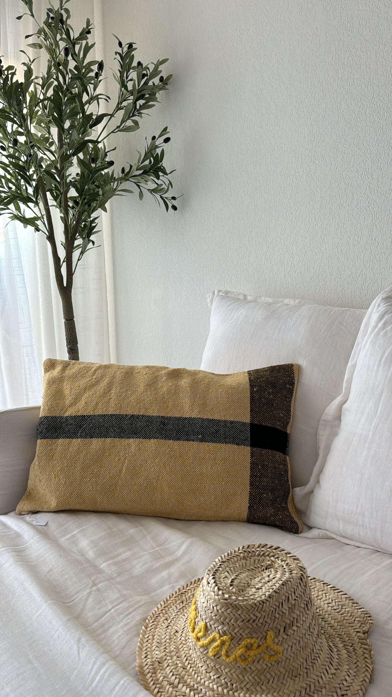 Coussin en coton - Moutarde