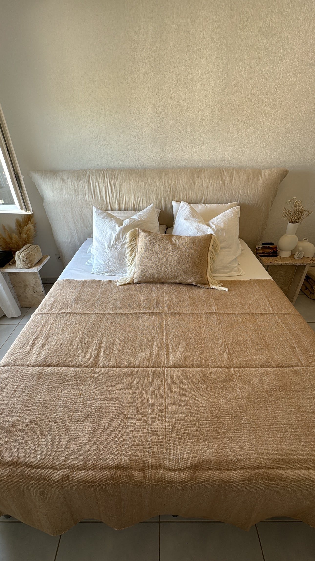 Plaid à frange Coton - Taupe