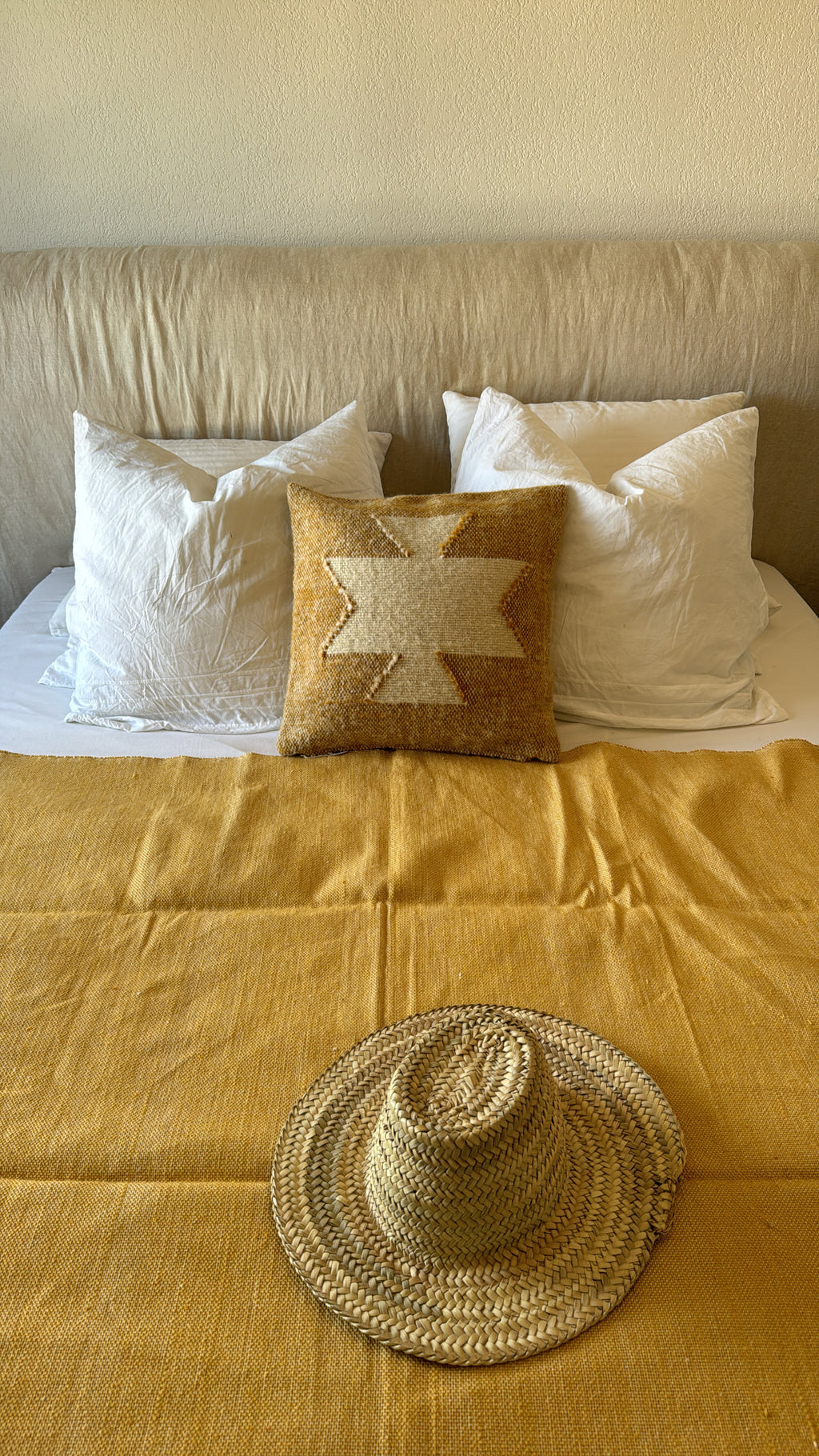 Plaid à frange Coton - Jaune