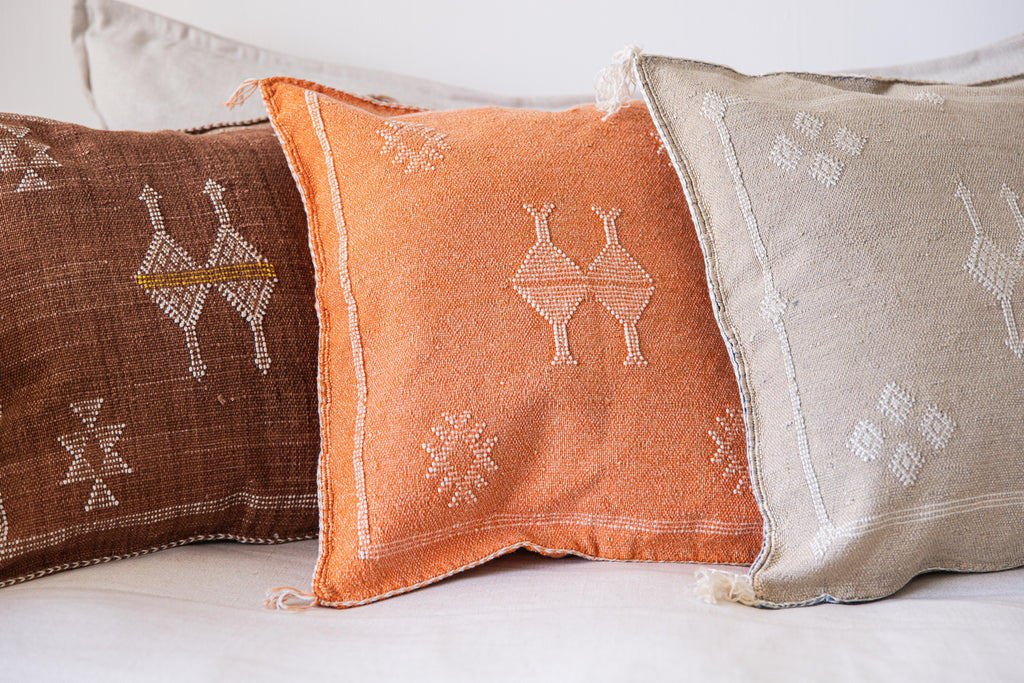 Housse de coussin Sabra en soie végétale - Orange