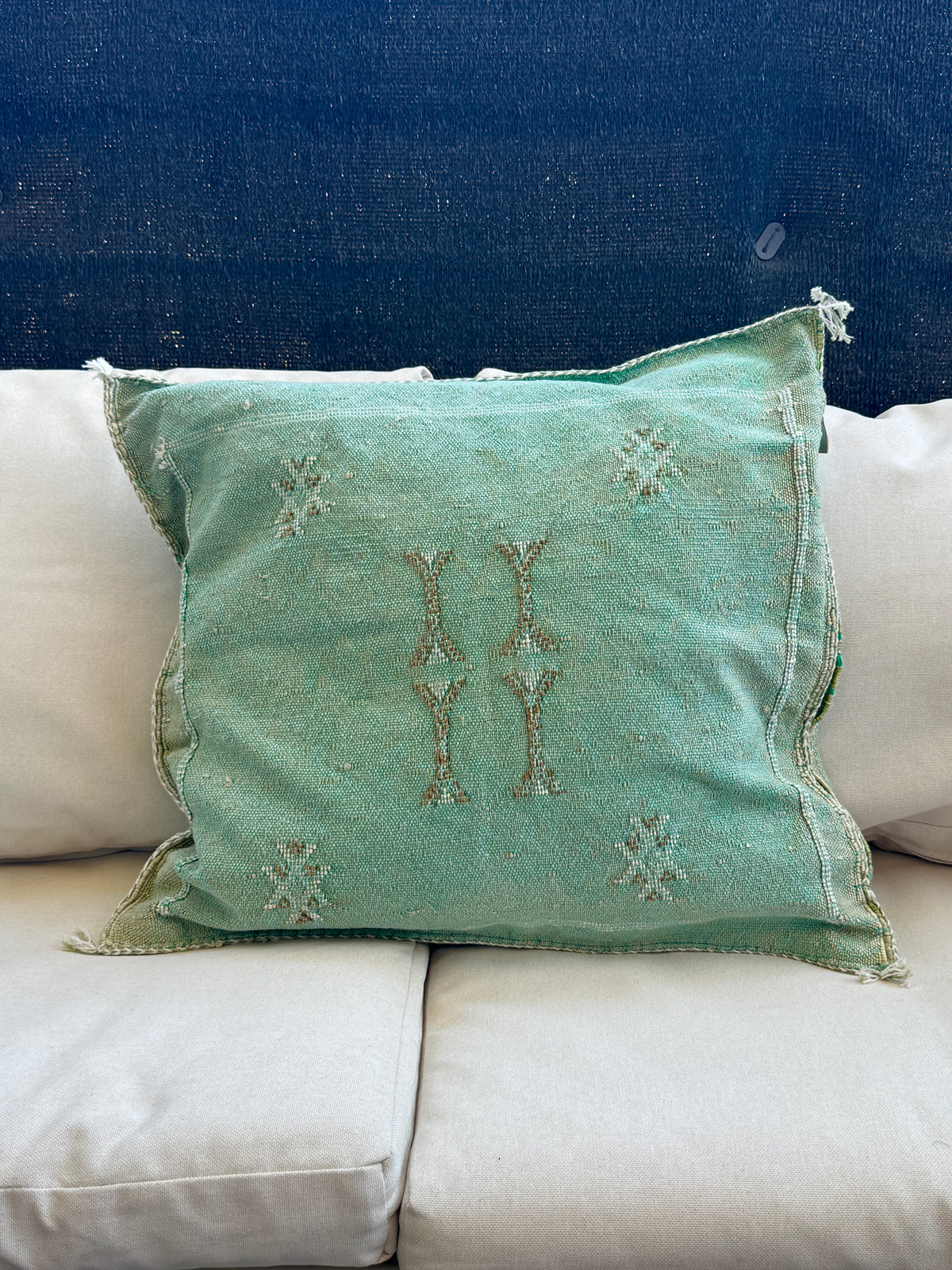 Housse de coussin Sabra en soie végétale - Bleu Turquoise